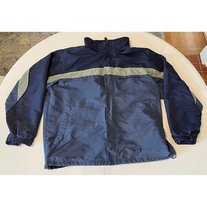 LL Bean Y2K Windbreaker Rain Jacket Blue Colorblock Full Zip Nylon Light Men XL
